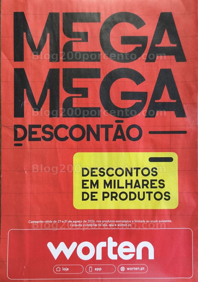 Antevisão Folheto WORTEN Mega Descontão Promoções de 27 a 31 agosto