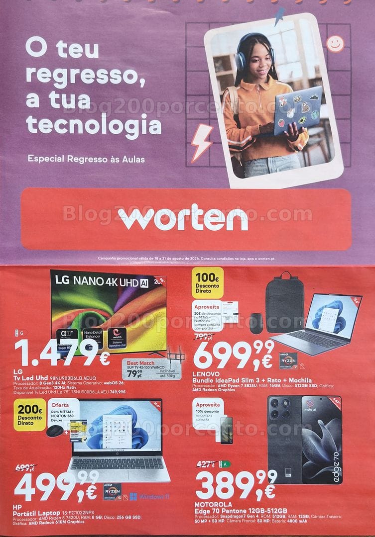 Antevisão Folheto WORTEN Regresso às Aulas Promoções de 18 a 31 agosto
