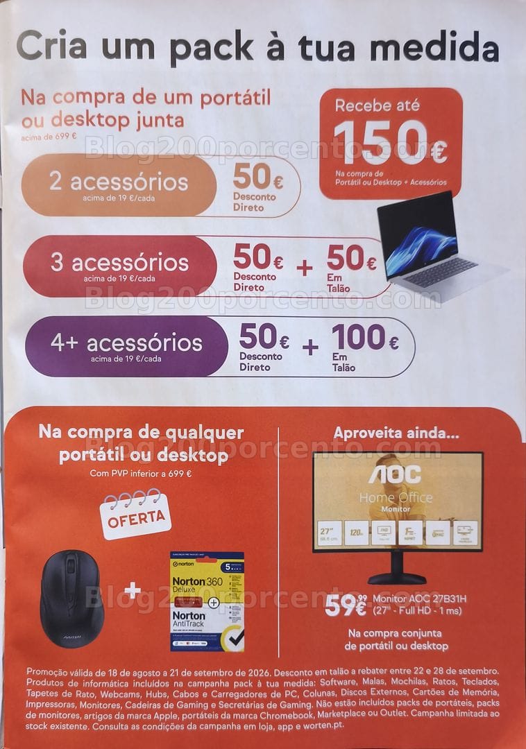 Antevisão Folheto WORTEN Catálogo Regresso às Aulas Promoções de 19 agosto a 21 setembro