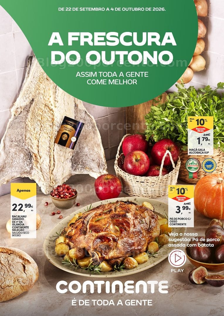 Antevisão Folheto CONTINENTE Frescos de Outono Promoções de 22 setembro a 4 outubro