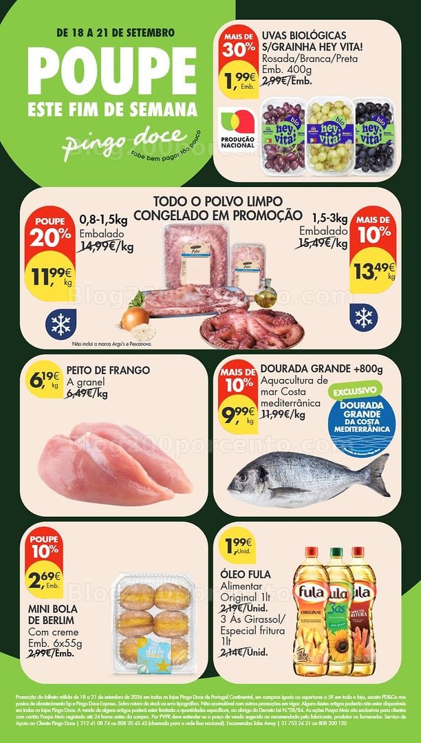Antevisão Folheto PINGO DOCE Promoções Fim de Semana - 18 a 21 setembro