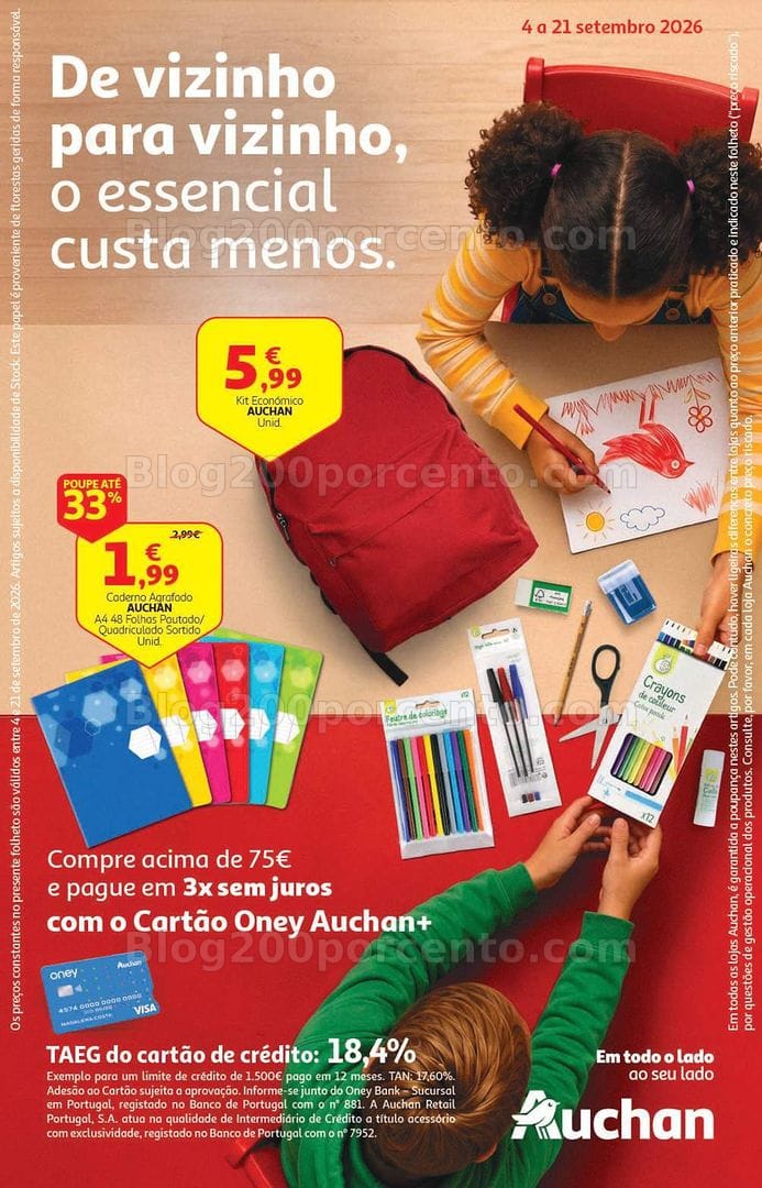 Antevisão Folheto AUCHAN Regresso às Aulas Promoções de 4 a 21 setembro
