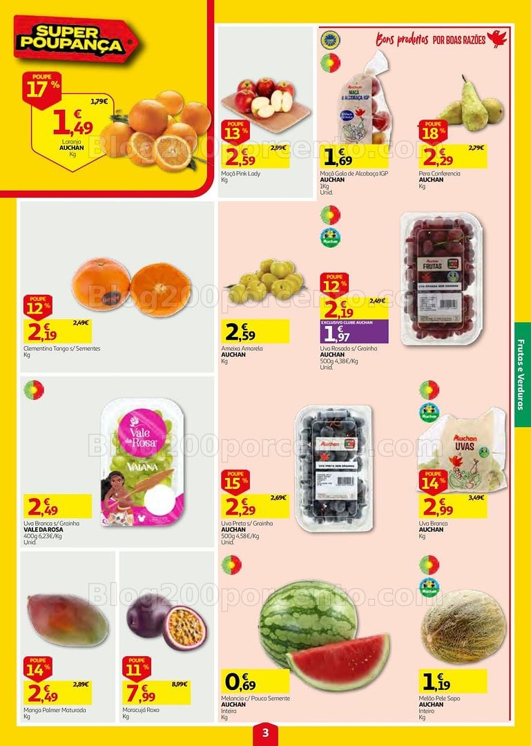 Antevisão Folheto AUCHAN Frescos Super Poupança Promoções de 17 a 23 setembro