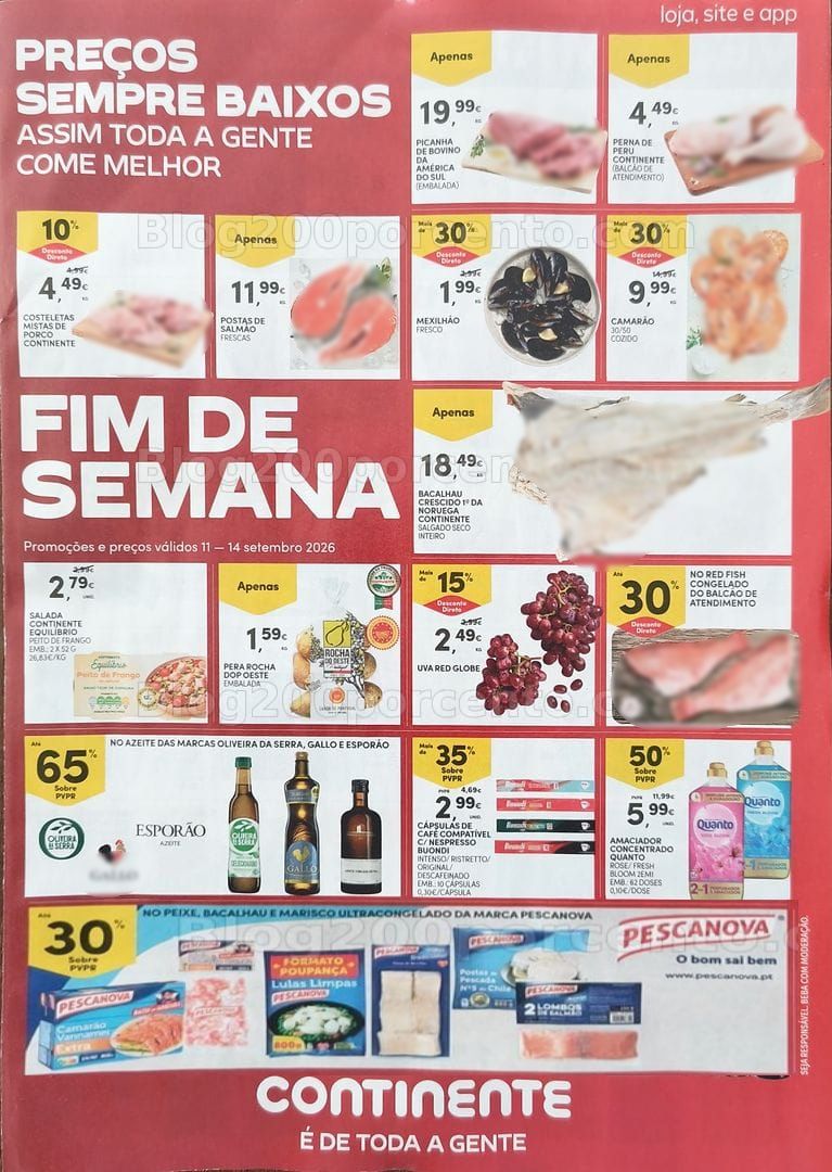 Antevisão Folheto CONTINENTE Promoções Fim de Semana - 11 a 14 setembro