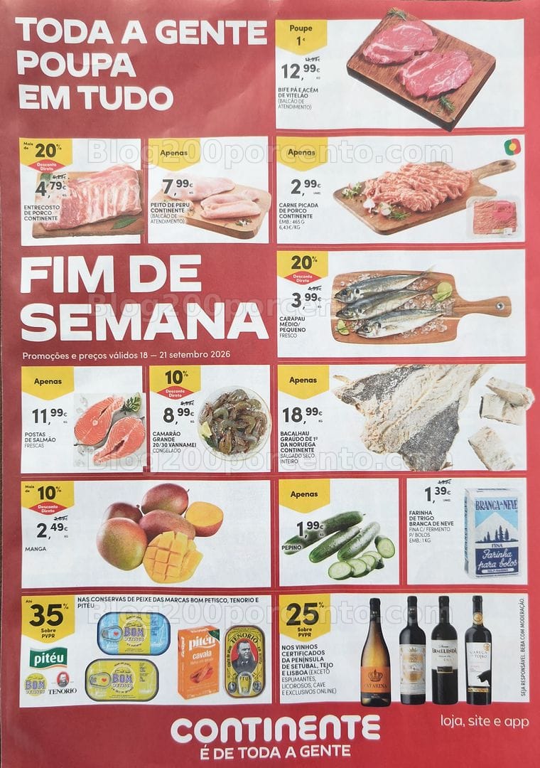 Antevisão Folheto CONTINENTE Promoções Fim de Semana - 18 a 21 setembro