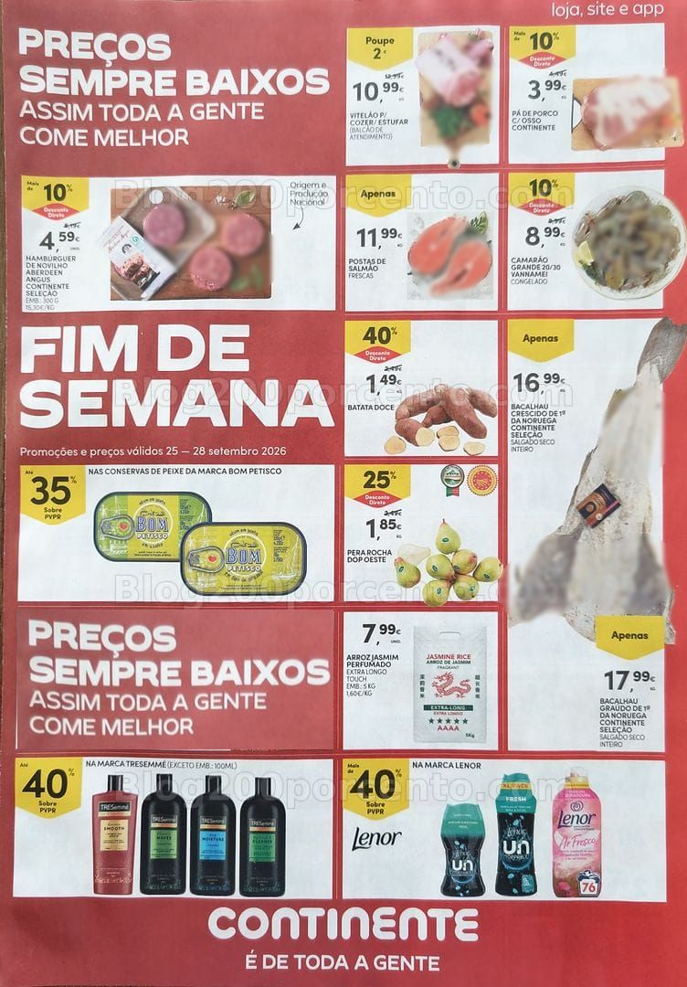 Antevisão Folheto CONTINENTE Promoções Fim de Semana - 25 a 28 setembro