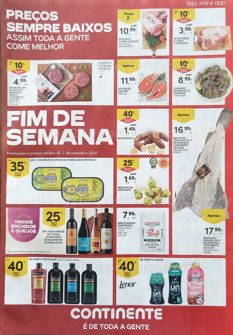 Antevisão Folheto CONTINENTE Promoções Fim de Semana - 25 a 28 setembro