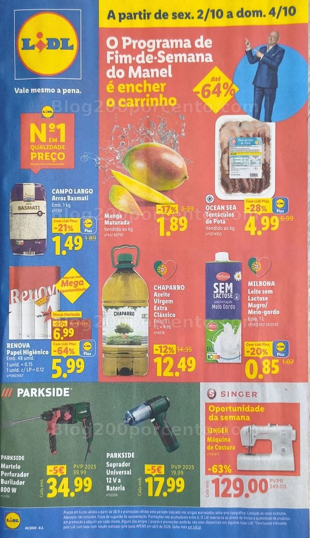 Antevisão Folheto LIDL Promoções Fim de Semana - 2 a 4 outubro