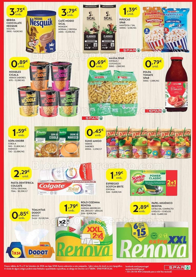 Antevisão Folheto SPAR Açores Promoções de 15 a 27 setembro