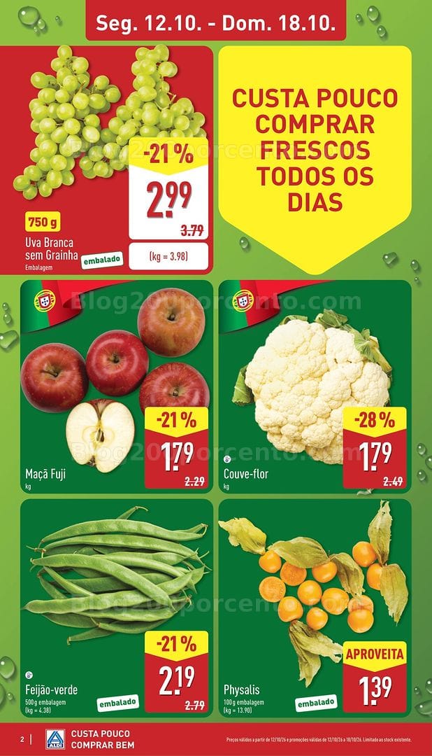 Antevisão Folheto ALDI Frescos Promoções de 12 a 18 outubro
