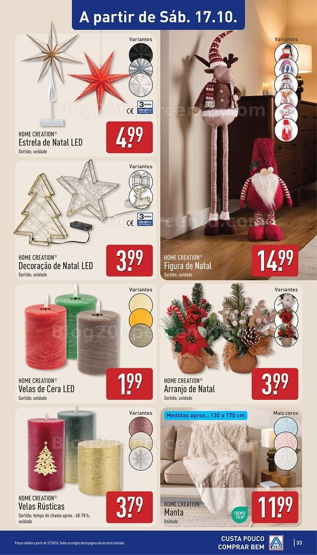 Antevisão Folheto ALDI Bazar Natal Promoções de 17 a 18 outubro