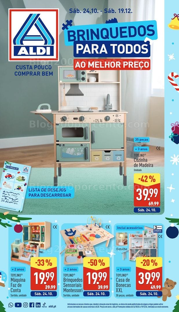 Antevisão Folheto ALDI Catálogo de Brinquedos de Natal - 24 outubro a 19 dezembro