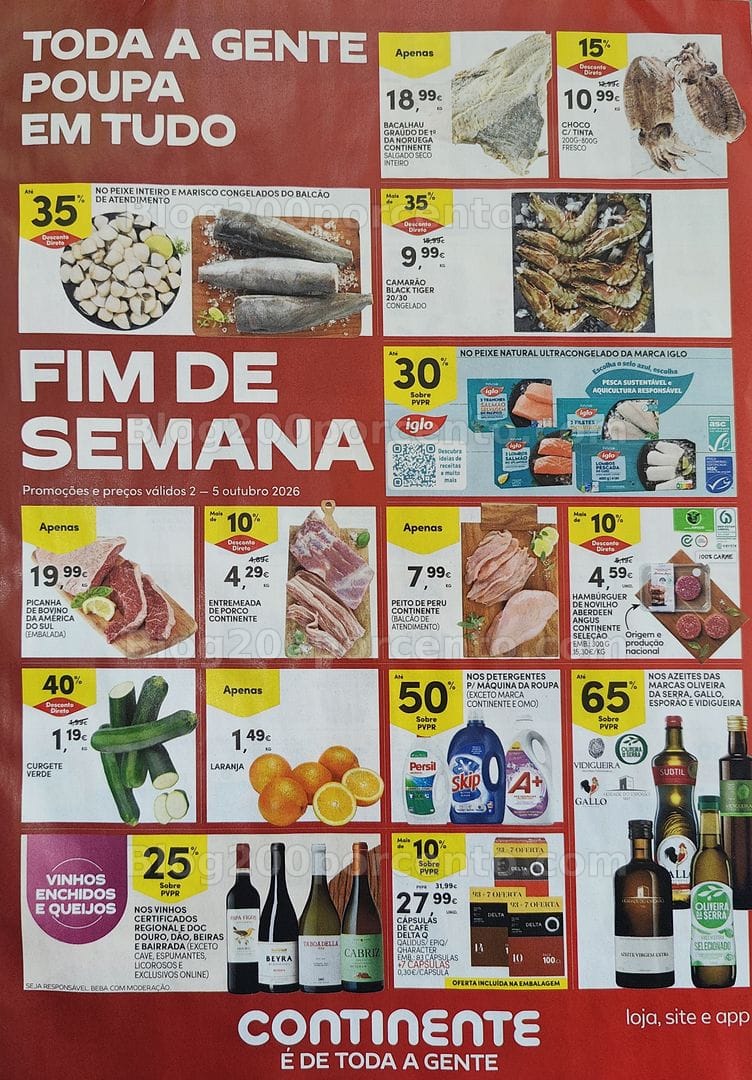 Antevisão Folheto CONTINENTE Promoções Fim de Semana - 2 a 5 outubro
