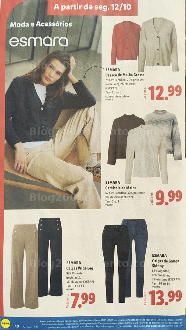 Antevisão Folheto LIDL Moda e Acessórios Esmara Promoções de 12 a 18 outubro