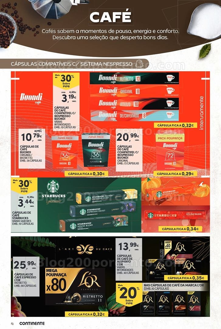 Antevisão Folheto CONTINENTE Bebidas Quentes Promoções de 13 a 25 outubro
