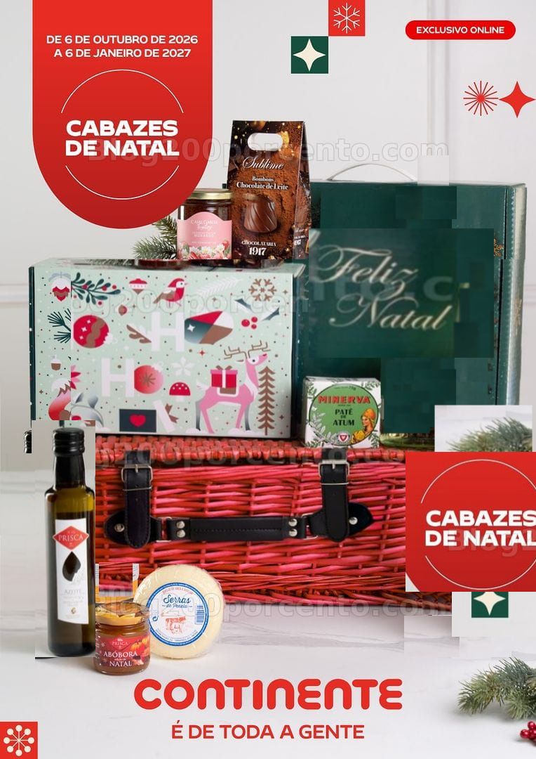 Antevisão Folheto CONTINENTE Cabazes de Natal Promoções de 6 outubro a 6 janeiro
