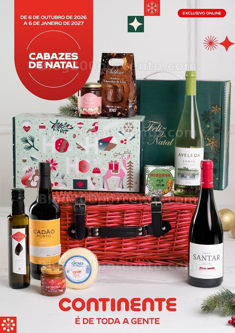 Antevisão Folheto CONTINENTE Cabazes de Natal Promoções de 6 outubro a 6 janeiro