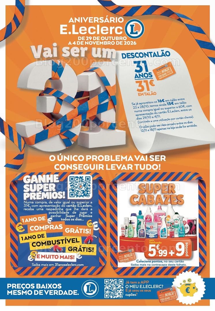 Antevisão Folheto E-LECLERC Aniversário Promoções de 29 outubro a 4 novembro