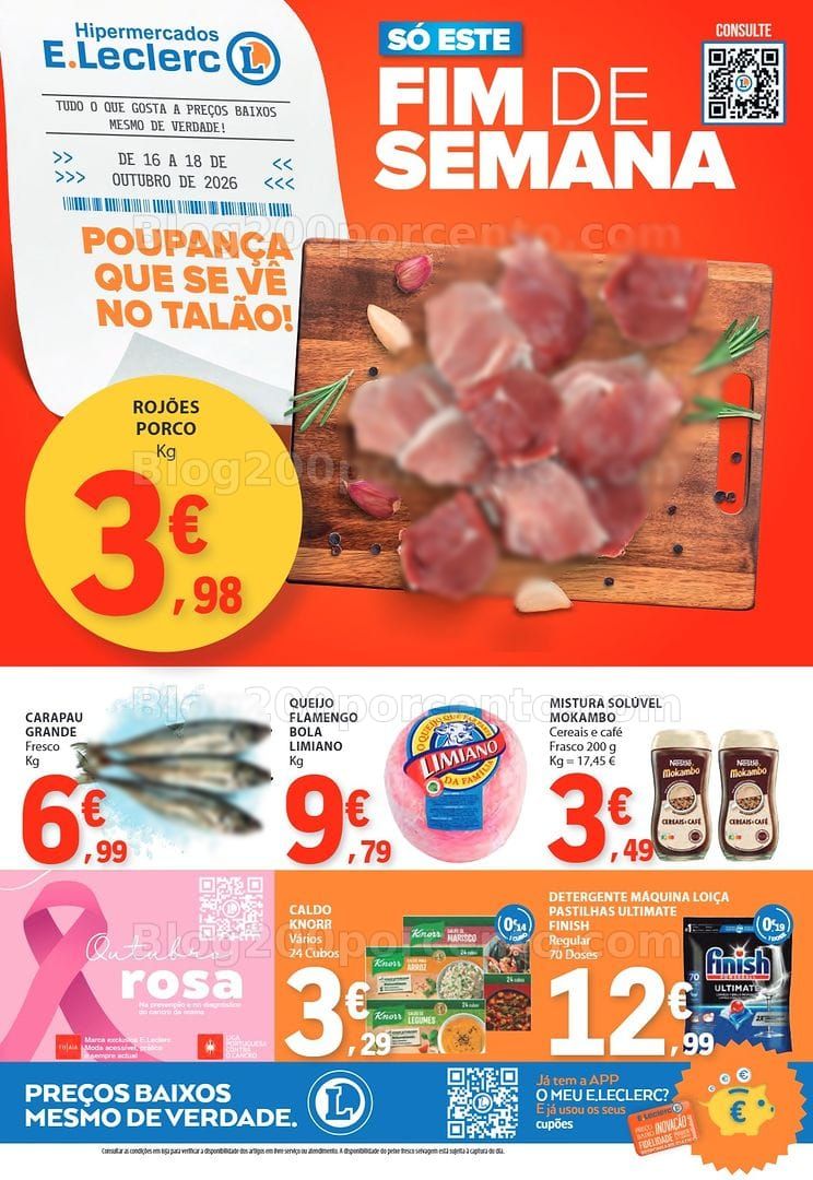 Antevisão Folheto E-LECLERC Promoções Fim de Semana - 16 a 18 outubro