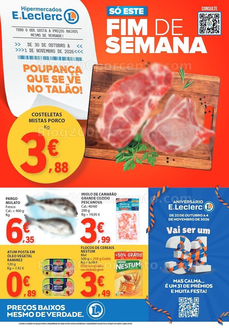 Antevisão Folheto E-LECLERC Promoções Fim de Semana - 30 outubro a 1 novembro