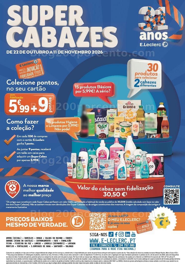 Antevisão Folheto E-LECLERC Super Cabazes Promoções de 22 outubro a 11 novembro