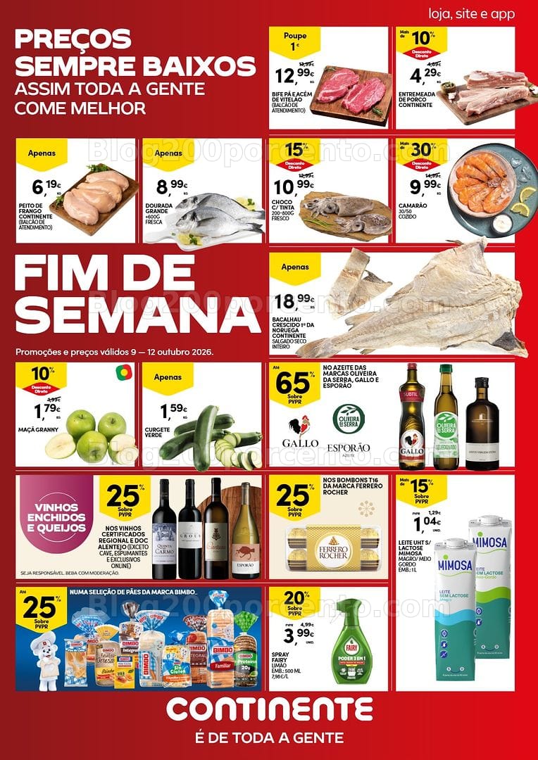 Antevisão Folheto CONTINENTE Promoções Fim de Semana - 9 a 12 outubro