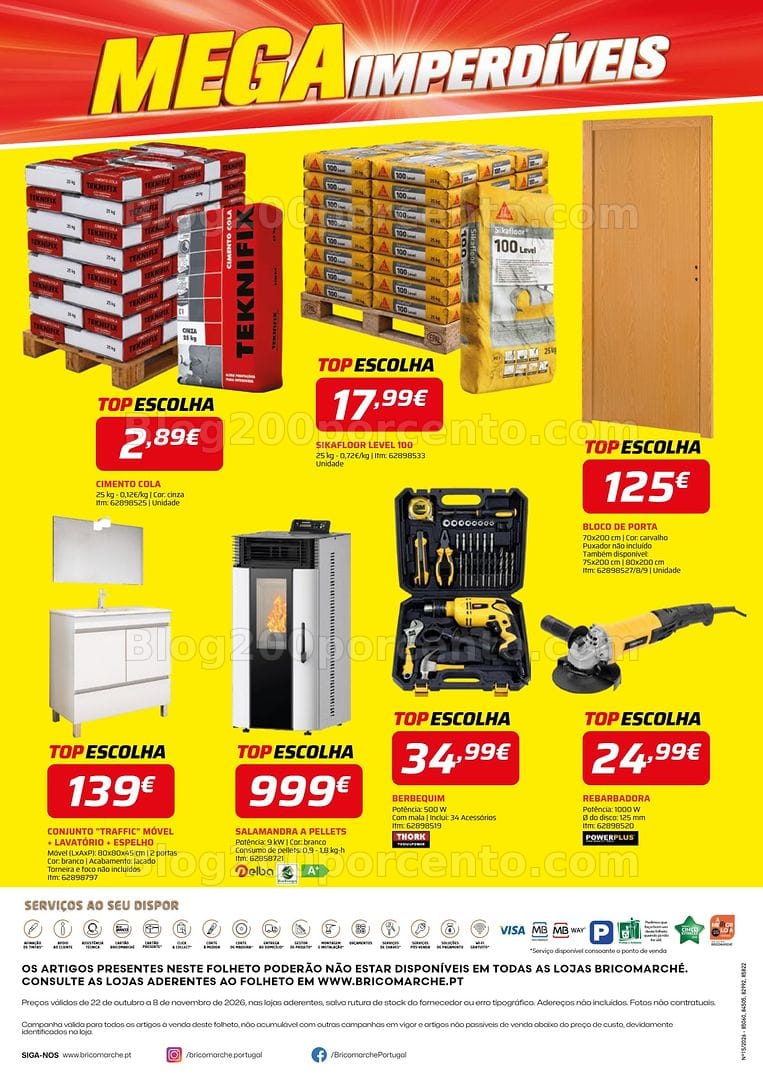 Antevisão Folheto BRICOMARCHÉ Mega Imperdíveis Promoções de 22 outubro a 8 novembro
