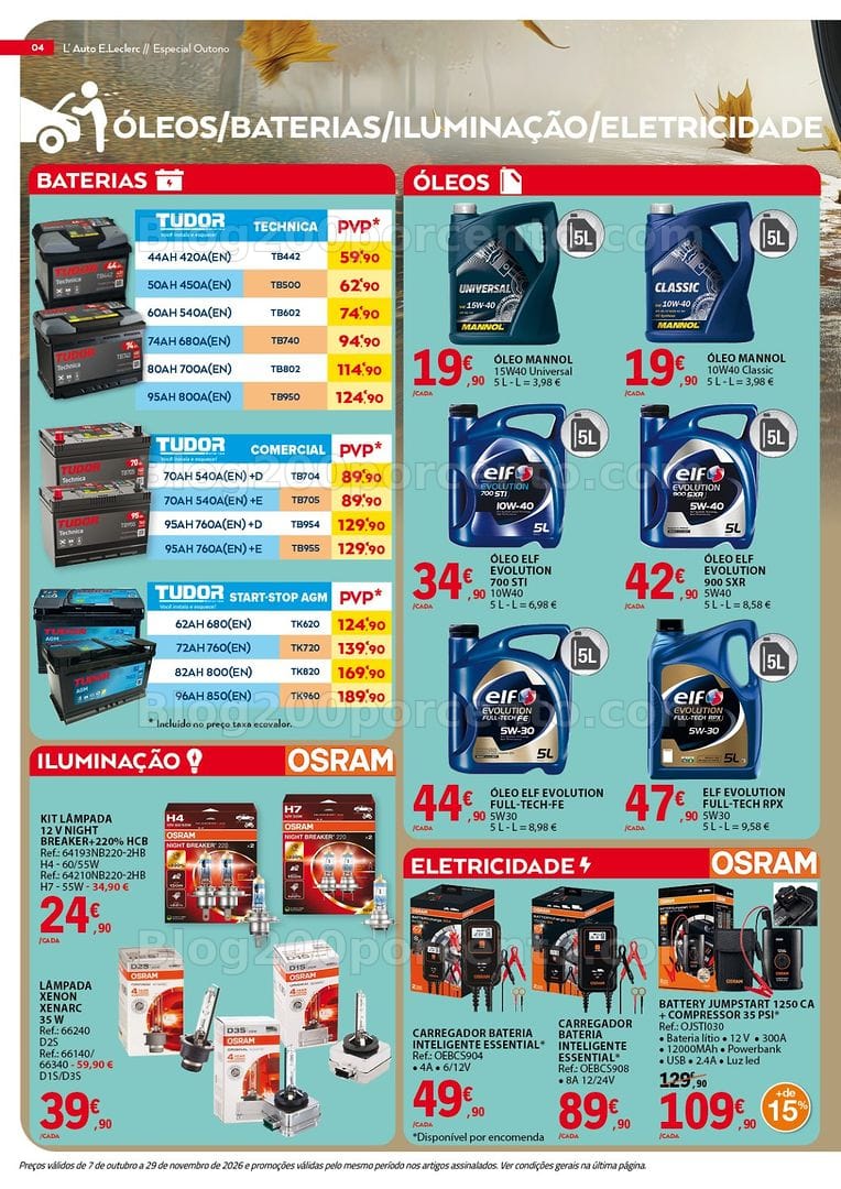 Antevisão Folheto E-LECLERC Auto Promoções de 7 outubro a 29 novembro