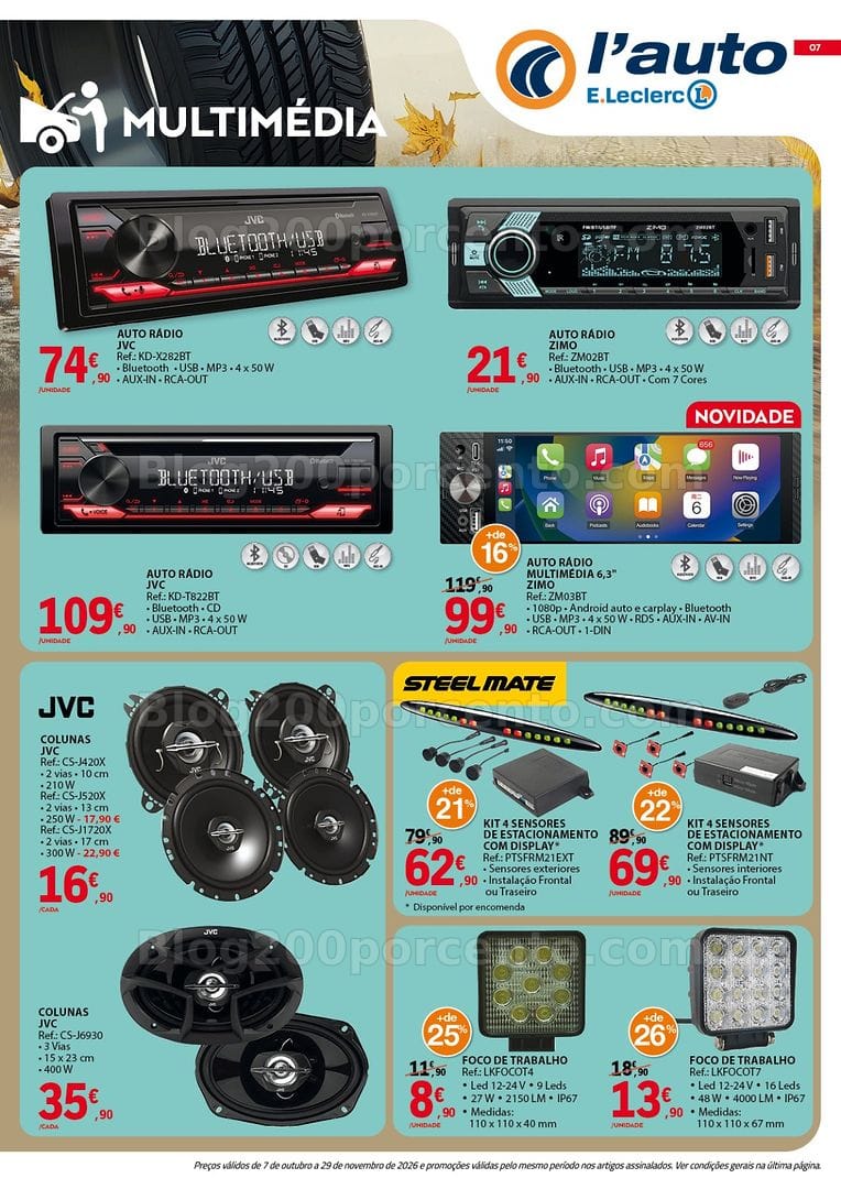 Antevisão Folheto E-LECLERC Auto Promoções de 7 outubro a 29 novembro