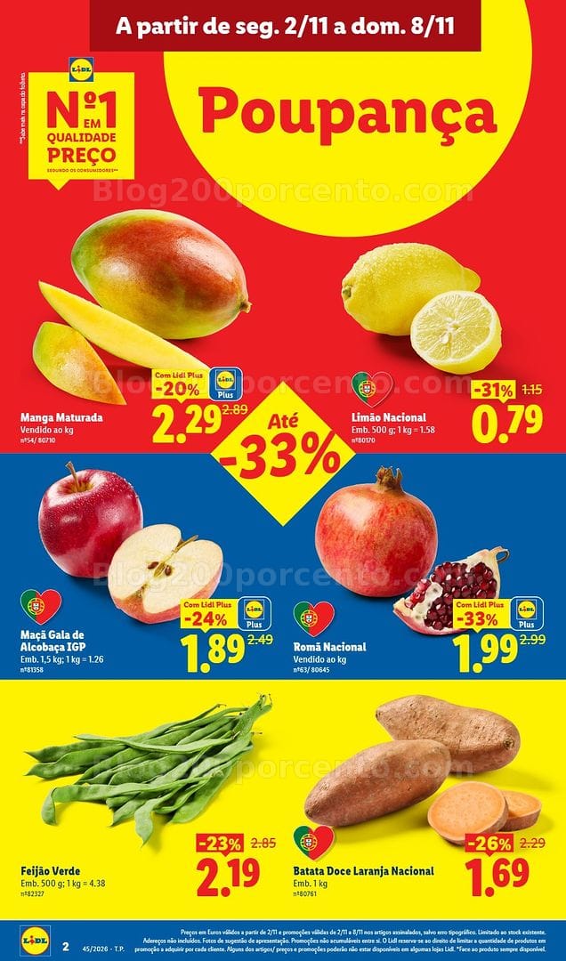 Antevisão Folheto LIDL Frescos Promoções de 2 a 8 novembro