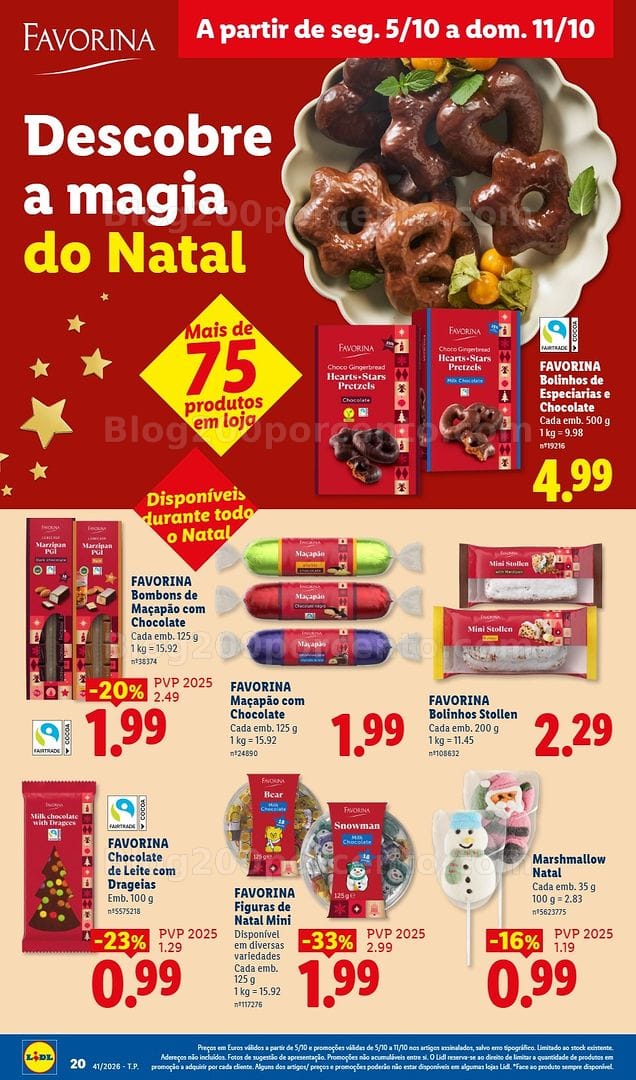 Antevisão Folheto LIDL Natal Favorina Promoções de 5 a 11 outubro