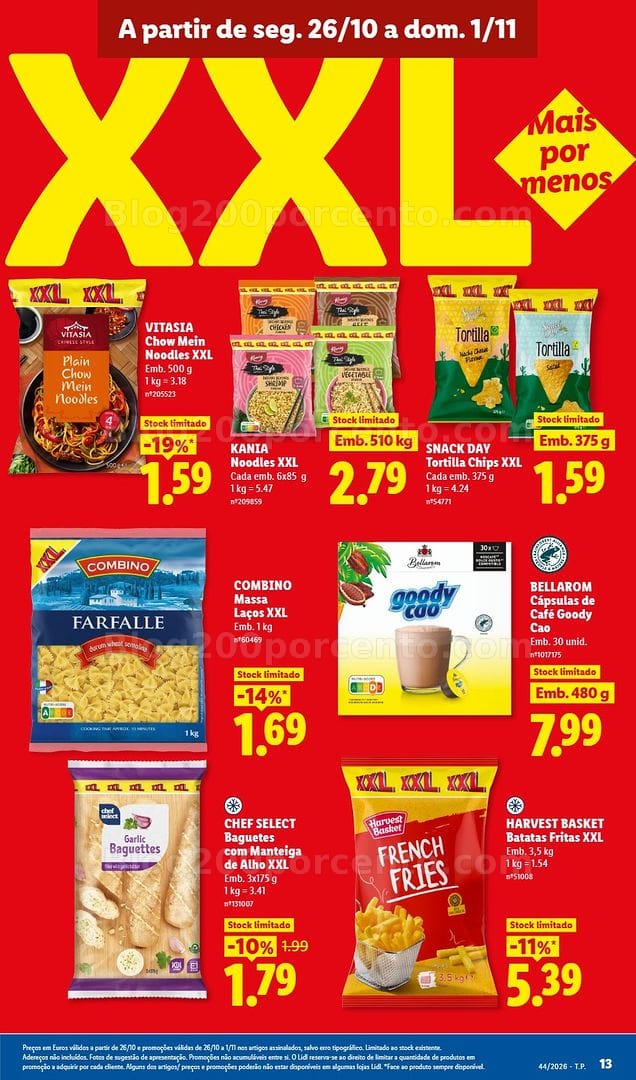 Antevisão Folheto LIDL XXL Mais por Menos Promoções de 26 outubro a 1 novembro