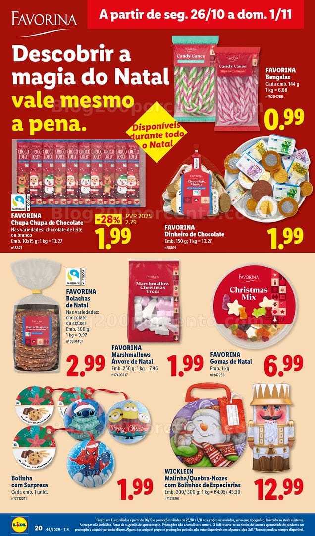 Antevisão Folheto LIDL Favorina Promoções de 26 outubro a 1 novembro