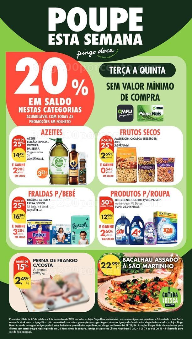 Antevisão Folheto PINGO DOCE Madeira Promoções de 27 outubro a 2 novembro