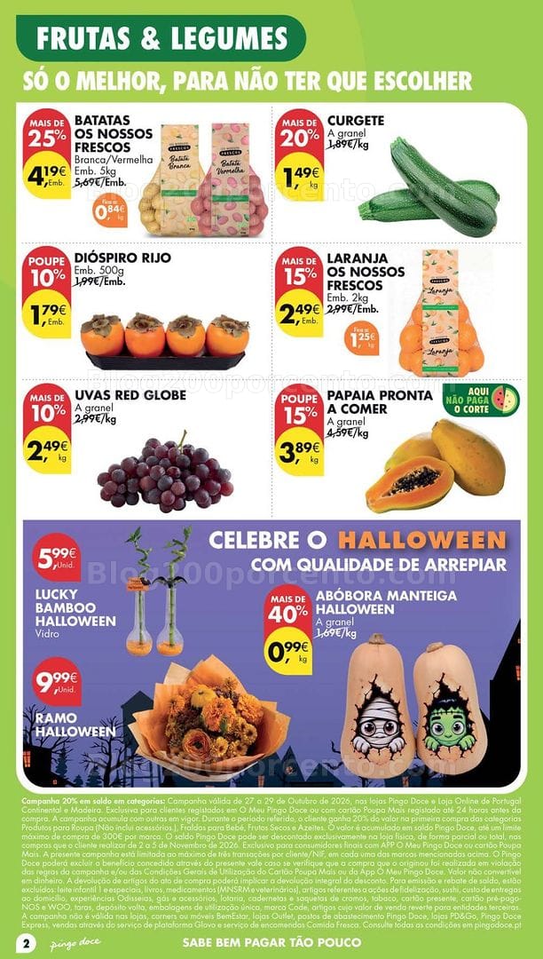 Antevisão Folheto PINGO DOCE Lojas Pequenas Promoções de 27 outubro a 2 novembro