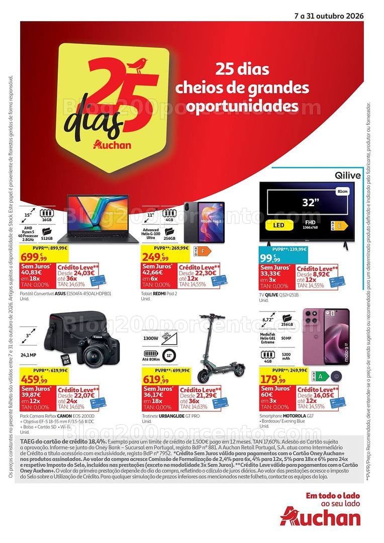 Antevisão Folheto AUCHAN Tecnologia Promoções de 7 a 31 outubro
