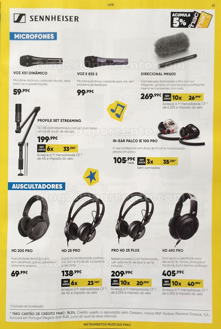 Antevisão Folheto FNAC Especial Instrumentos Musicais Promoções até 31 dezembro