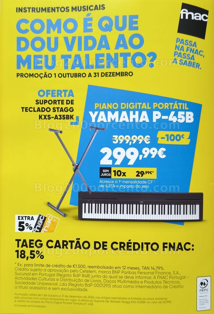 Antevisão Folheto FNAC Especial Instrumentos Musicais Promoções até 31 dezembro