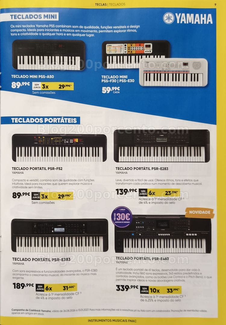 Antevisão Folheto FNAC Especial Instrumentos Musicais Promoções até 31 dezembro