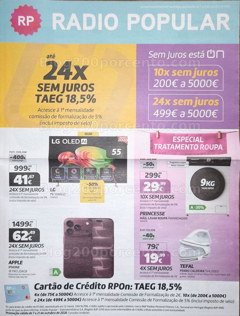 Antevisão Folheto RADIO POPULAR Promoções de 7 a 21 outubro