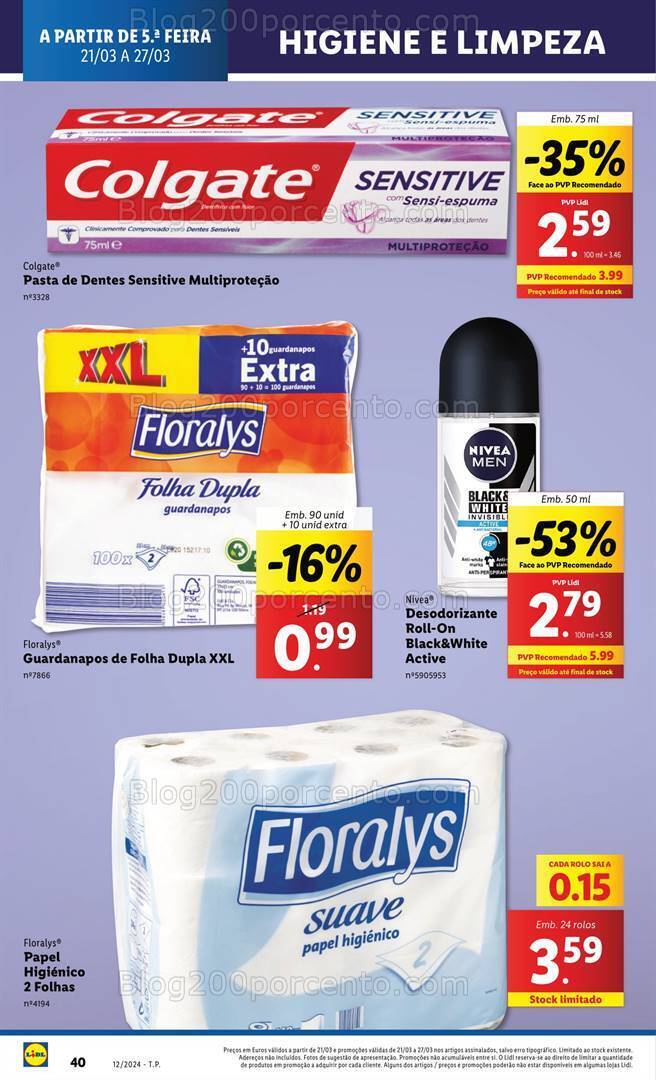 Antevisão Folheto LIDL Especial Higiene e Limpeza Promoções de 21 a 27 março