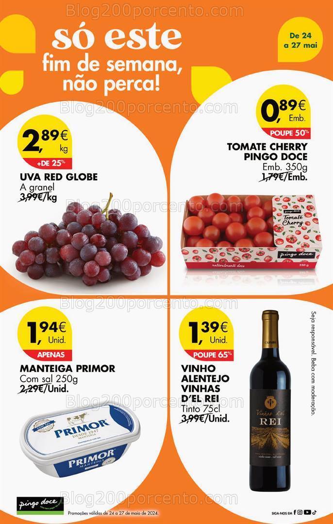 Antevisão Folheto PINGO DOCE Promoções Fim de Semana - 24 a 27 maio