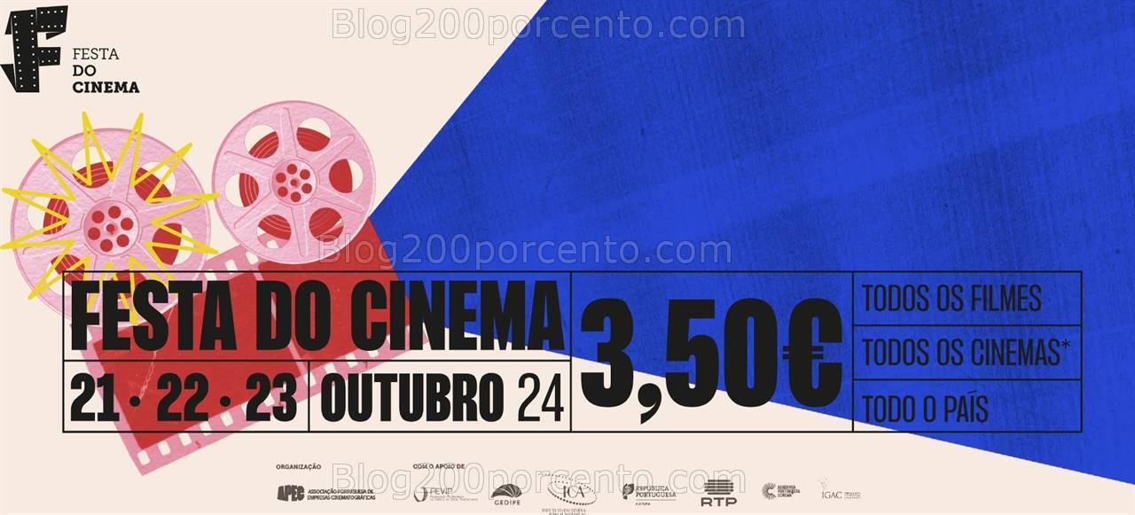 ALERTA - Festa do Cinema Bilhetes a 3,50€ de 21 a 23 outubro