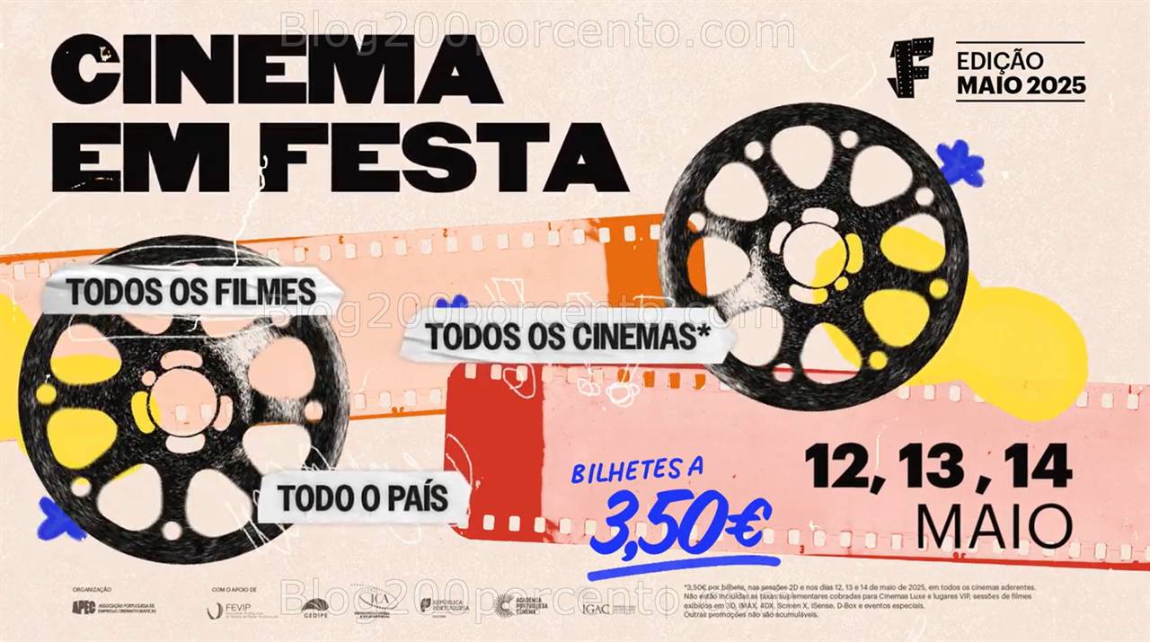 ALERTA - Festa do Cinema Bilhetes a 3,50€ apenas de 12 a 14 maio