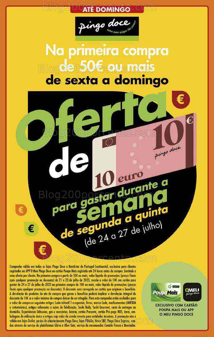 ALERTA - Oferta 10€ PINGO DOCE Promoções Fim de Semana - 21 a 23 julho
