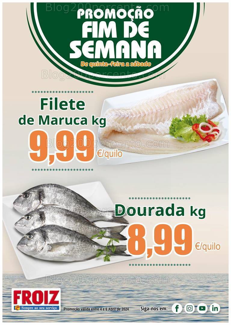 Antevisão Folheto FROIZ Promoções Fim de Semana - 4 a 6 abril