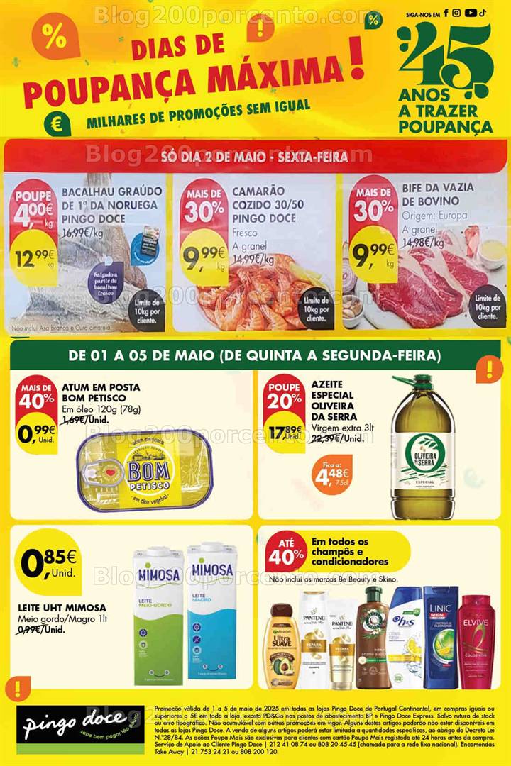 Antevisão Folheto PINGO DOCE Especial 1 de maio - só de 1 maio 