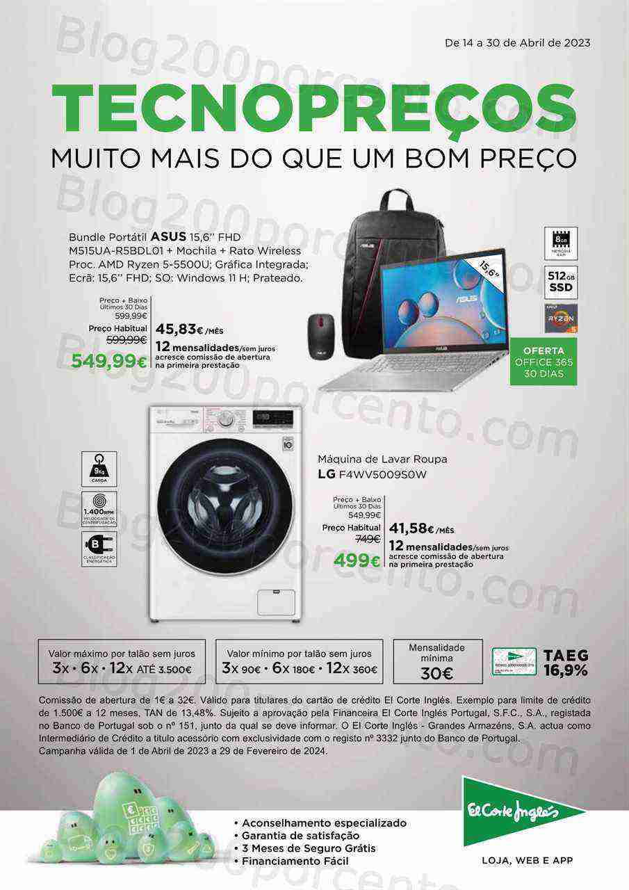 Antevisão Folheto EL CORTE INGLÉS Tecnologia Promoções de 14 a 30 abril