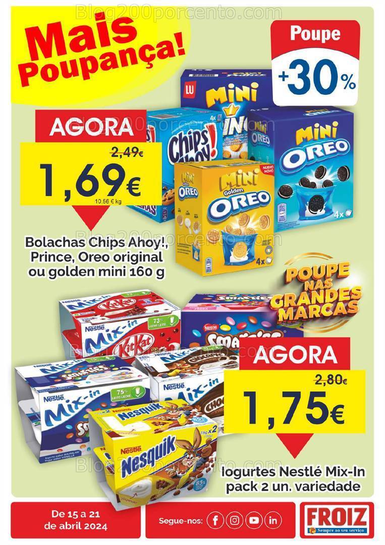Antevisão Folheto FROIZ Supermercado Promoções de 15 a 21 abril
