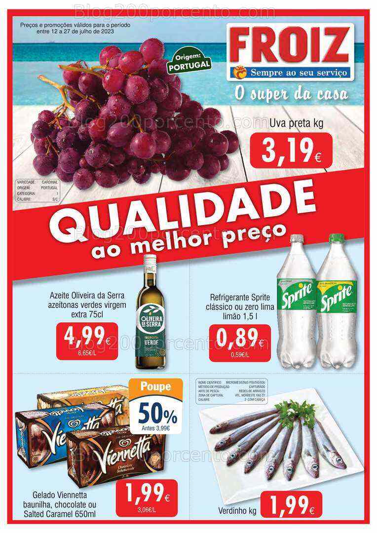 Antevisão Folheto FROIZ Promoções de 12 a 27 julho